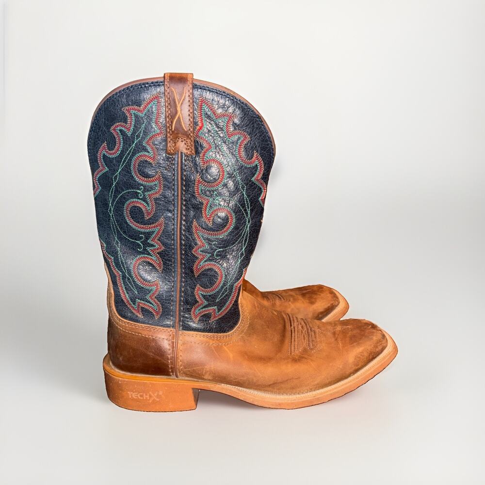 Women's Twisted X Tech X Roasted Pecan & Navy Square Toe Boots 8.5 B